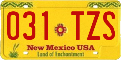 NM license plate 031TZS