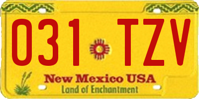 NM license plate 031TZV