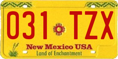 NM license plate 031TZX