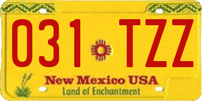 NM license plate 031TZZ
