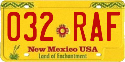 NM license plate 032RAF