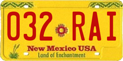 NM license plate 032RAI