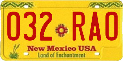 NM license plate 032RAO