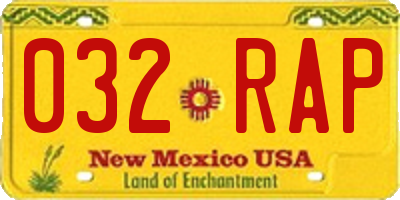 NM license plate 032RAP