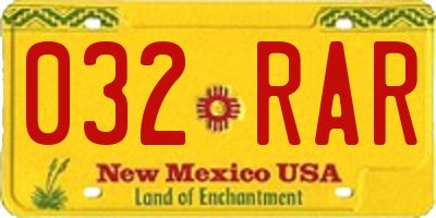 NM license plate 032RAR