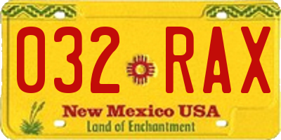 NM license plate 032RAX