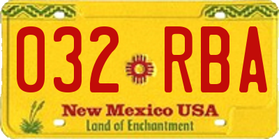 NM license plate 032RBA
