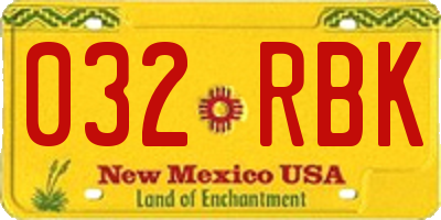 NM license plate 032RBK