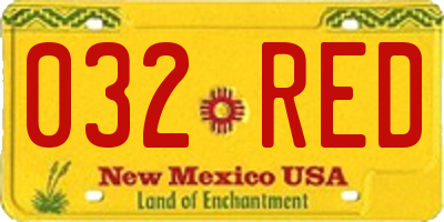 NM license plate 032RED