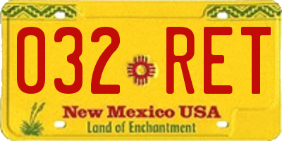 NM license plate 032RET