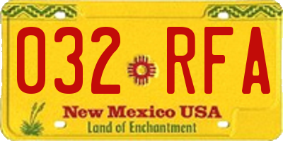 NM license plate 032RFA