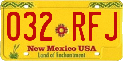 NM license plate 032RFJ