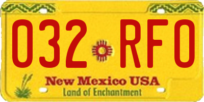NM license plate 032RFO