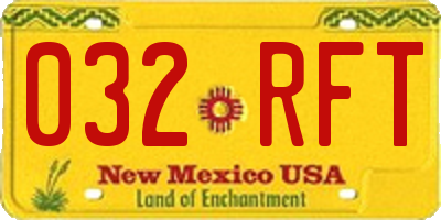 NM license plate 032RFT