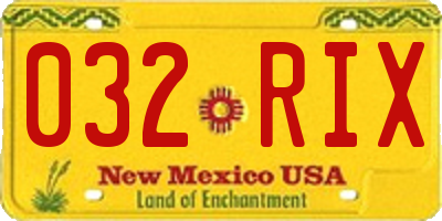 NM license plate 032RIX