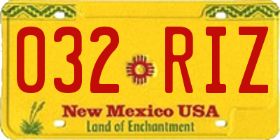 NM license plate 032RIZ
