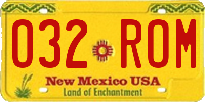 NM license plate 032ROM