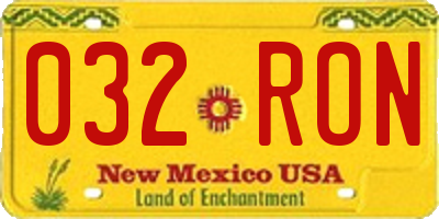 NM license plate 032RON