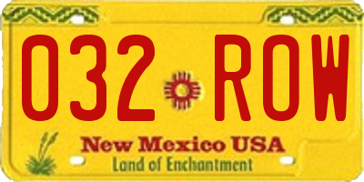 NM license plate 032ROW