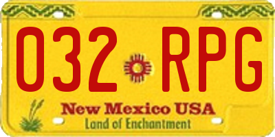 NM license plate 032RPG