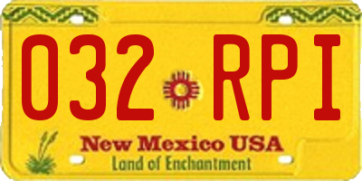NM license plate 032RPI