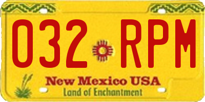 NM license plate 032RPM