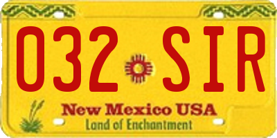NM license plate 032SIR