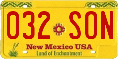 NM license plate 032SON