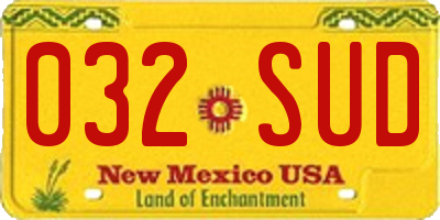 NM license plate 032SUD