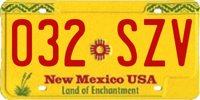 NM license plate 032SZV