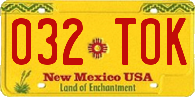 NM license plate 032TOK
