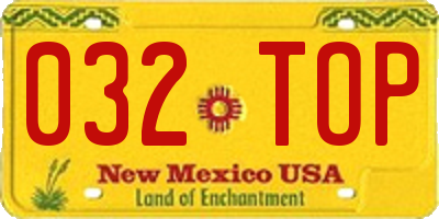 NM license plate 032TOP