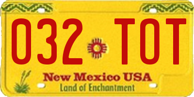 NM license plate 032TOT