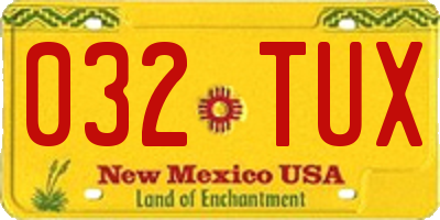 NM license plate 032TUX