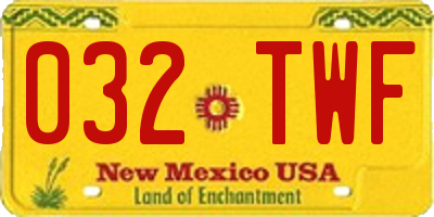 NM license plate 032TWF