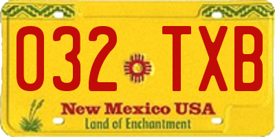 NM license plate 032TXB