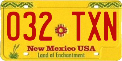 NM license plate 032TXN