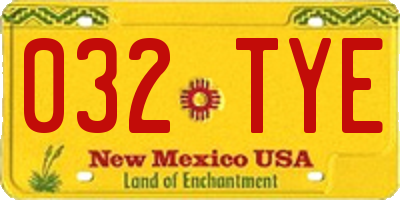 NM license plate 032TYE