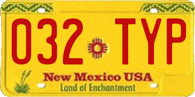 NM license plate 032TYP