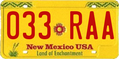 NM license plate 033RAA