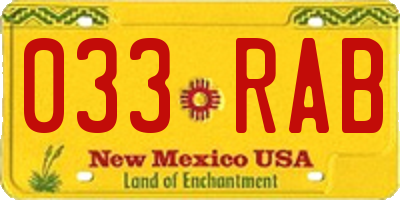 NM license plate 033RAB