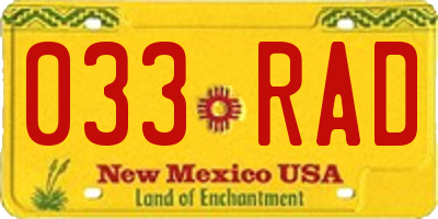 NM license plate 033RAD