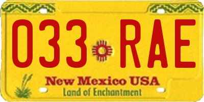 NM license plate 033RAE