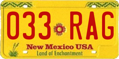 NM license plate 033RAG