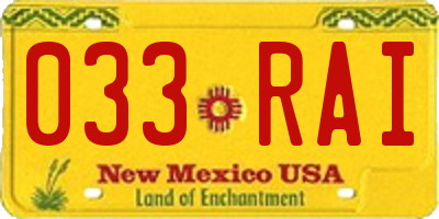 NM license plate 033RAI