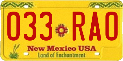 NM license plate 033RAO