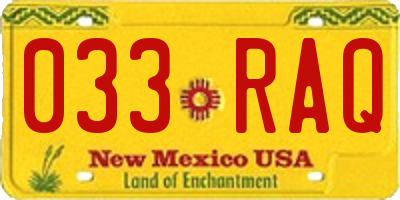 NM license plate 033RAQ