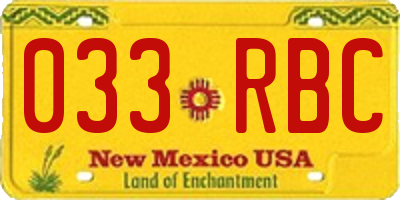 NM license plate 033RBC