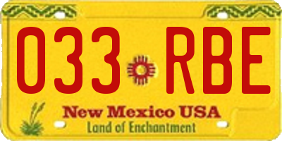 NM license plate 033RBE