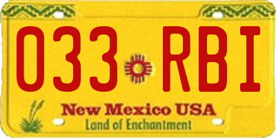 NM license plate 033RBI